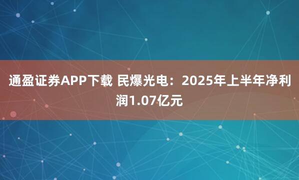 通盈证券APP下载 民爆光电：2025年上半年净利润1.07亿元