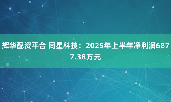 辉华配资平台 同星科技：2025年上半年净利润6877.38万元